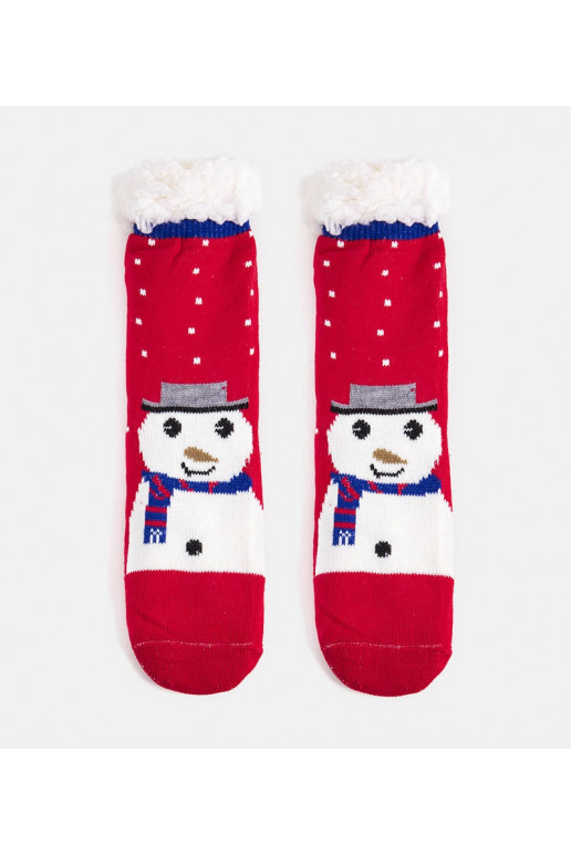 Sarkanas izolētas zeķes ar Challi the Snowman