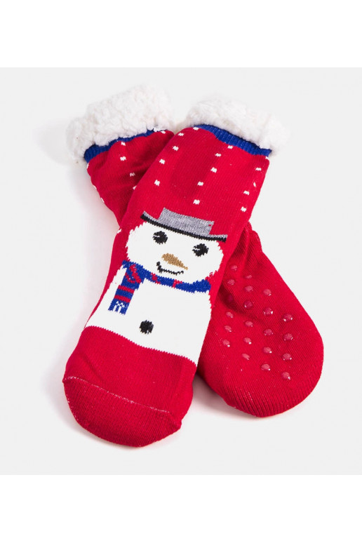 Sarkanas izolētas zeķes ar Challi the Snowman