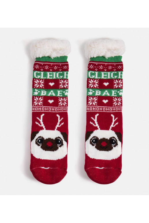 Sarkanas siltas zeķes ar Challi the Dog Sarkanas siltas zeķes ar Challi the Dog