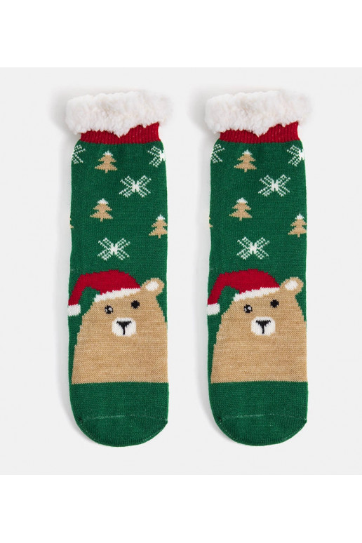 Zaļas siltas zeķes ar Teddy Bear Challi Zaļas siltas zeķes ar Teddy Bear Challi