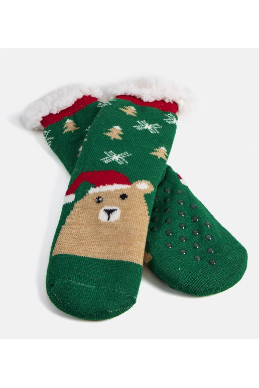 Zaļas siltas zeķes ar Teddy Bear Challi Zaļas siltas zeķes ar Teddy Bear Challi
