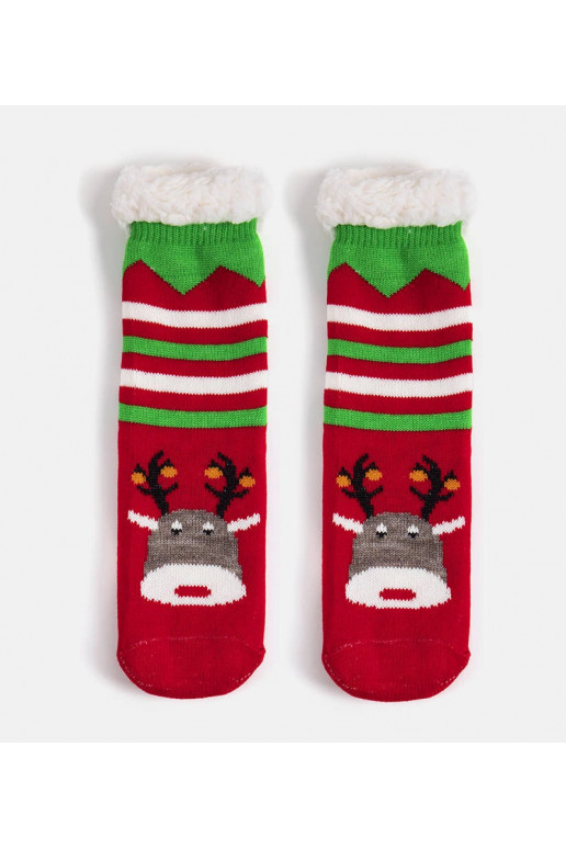 Sarkanas siltas zeķes ar Reindeer Challi