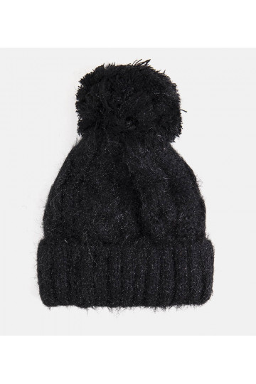Karloti Black Pompom Cepure