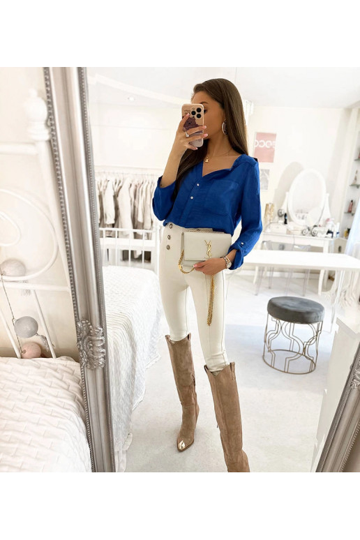 Clairs zila brīva piegriezuma blūze