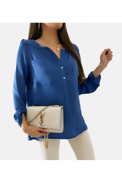 Clairs zila brīva piegriezuma blūze