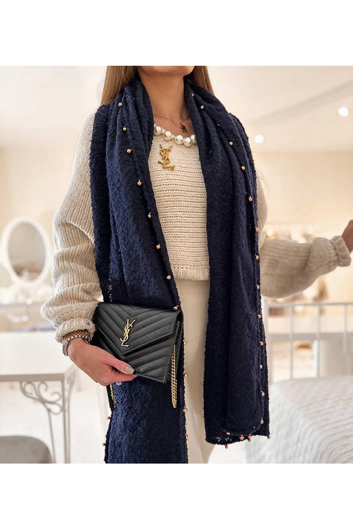 Tumši zila šalle ar zelta pērlītēm... Tumši zila šalle ar zelta pērlītēm...