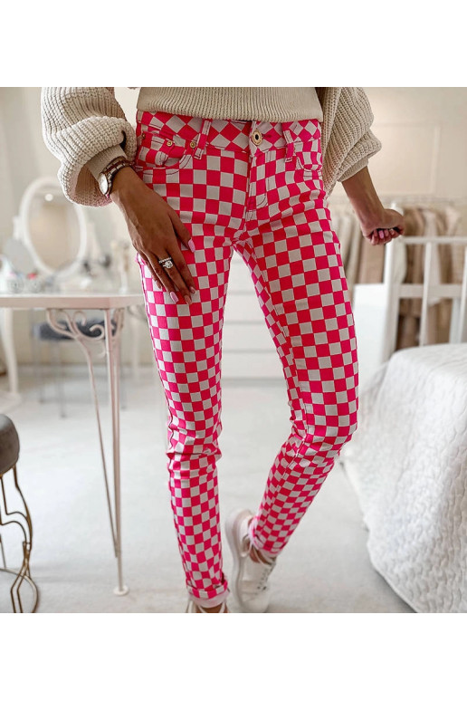 Rozā Bler rūtaina auduma bikses