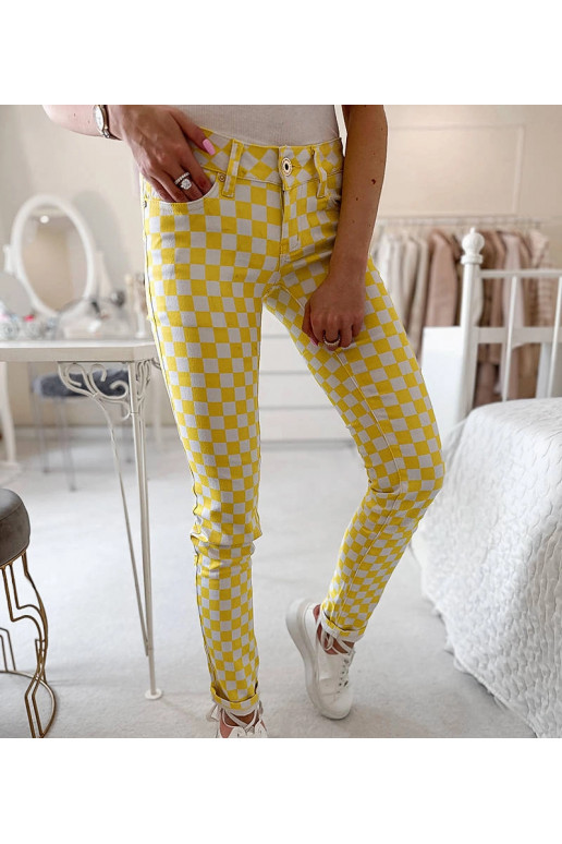 Dzeltenas Bler rūtota auduma bikses