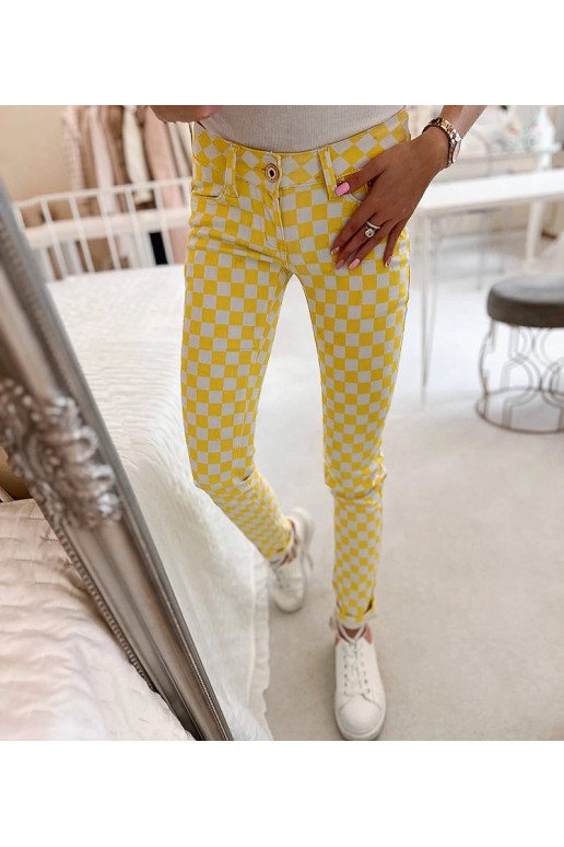Dzeltenas Bler rūtota auduma bikses