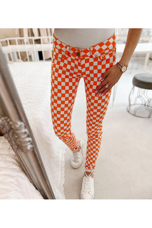Oranžas Bler rūtota auduma bikses