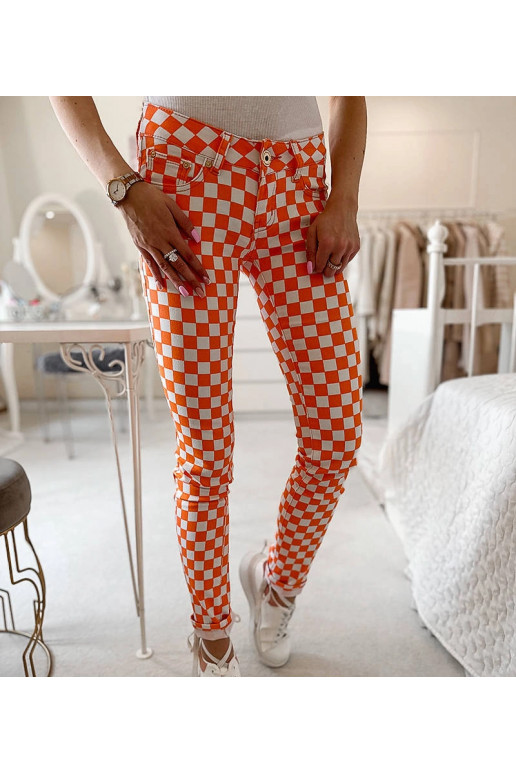 Oranžas Bler rūtota auduma bikses