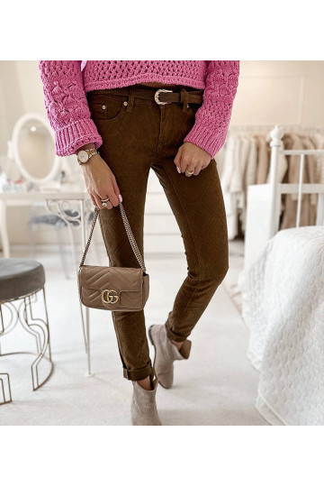 Brūnas Chevrette auduma bikses