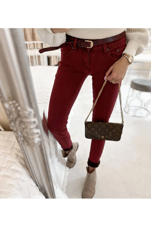 Sarkanas elastīgas bikses ar Rocher...