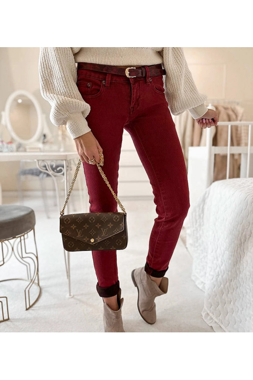 Sarkanas elastīgas bikses ar Rocher...