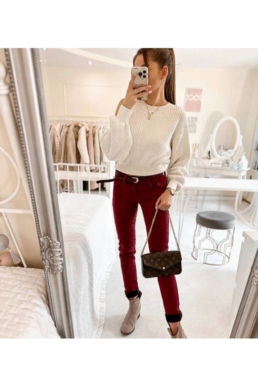 Sarkanas elastīgas bikses ar Rocher...