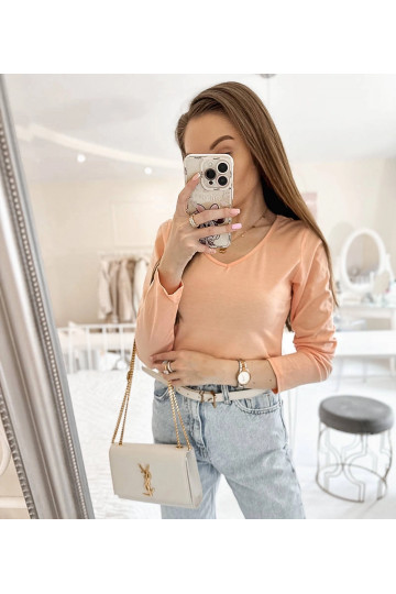 Rozā Langlais blūze ar V...