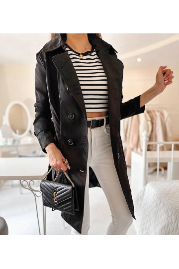 Melns mētelis ar Belt Royale