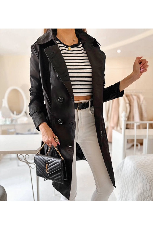 Melns mētelis ar Belt Royale Melns mētelis ar Belt Royale