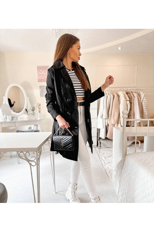 Melns mētelis ar Belt Royale Melns mētelis ar Belt Royale