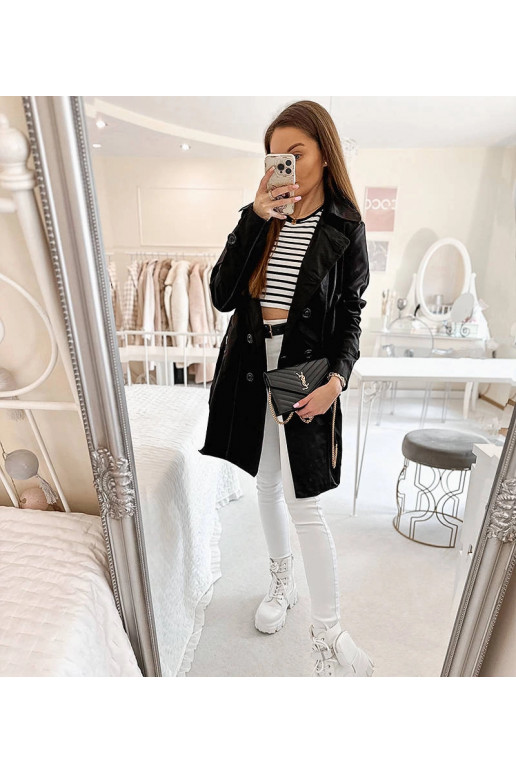 Melns mētelis ar Belt Royale Melns mētelis ar Belt Royale