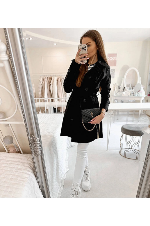 Melns mētelis ar Belt Royale Melns mētelis ar Belt Royale