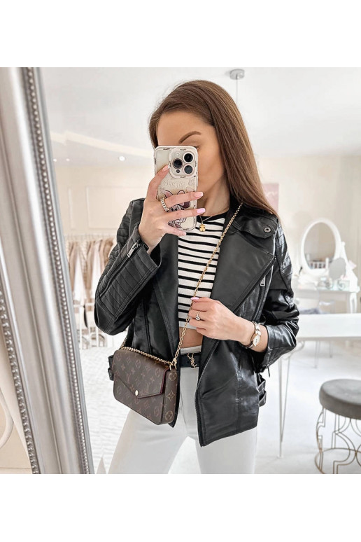 Melna Laisné eko-ādas biker jaka Melna Laisné eko-ādas biker jaka