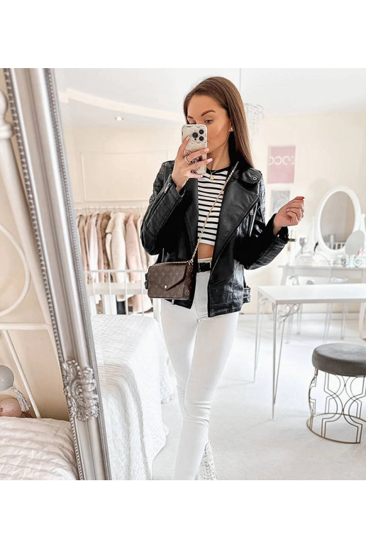 Melna Laisné eko-ādas biker jaka Melna Laisné eko-ādas biker jaka