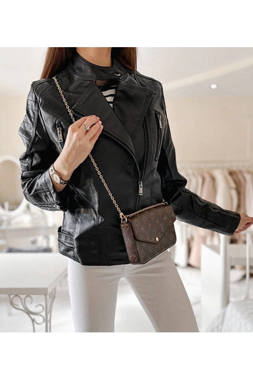Melna Laisné eko-ādas biker jaka Melna Laisné eko-ādas biker jaka