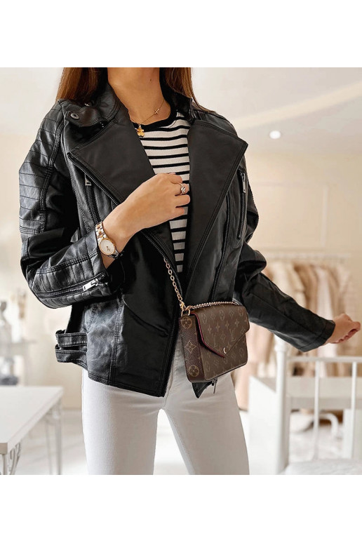 Melna Laisné eko-ādas biker jaka Melna Laisné eko-ādas biker jaka