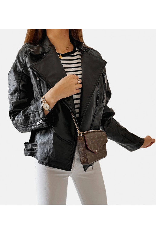 Melna Laisné eko-ādas biker jaka Melna Laisné eko-ādas biker jaka