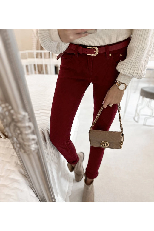 Burgundijas Chevrette auduma bikses