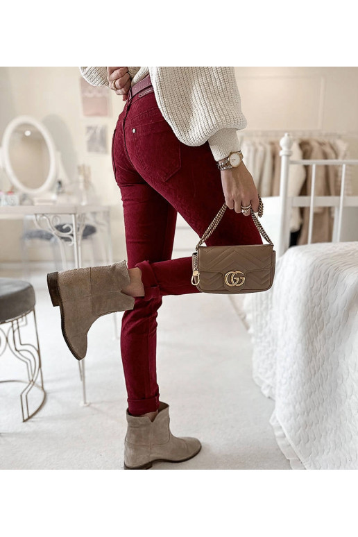 Burgundijas Chevrette auduma bikses