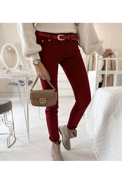 Burgundijas Chevrette auduma bikses