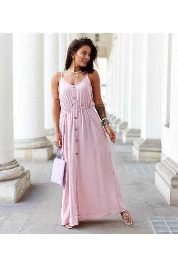 Rozā gara kleita ar šķēlumu...