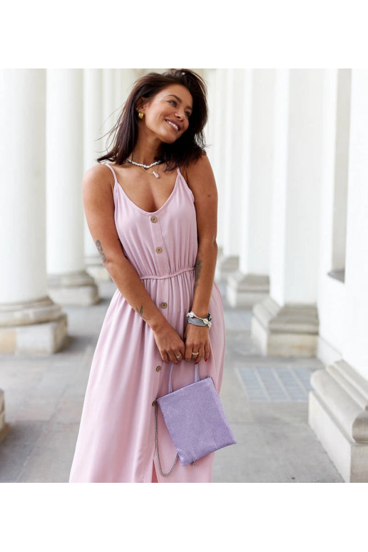 Rozā gara kleita ar šķēlumu Édouard