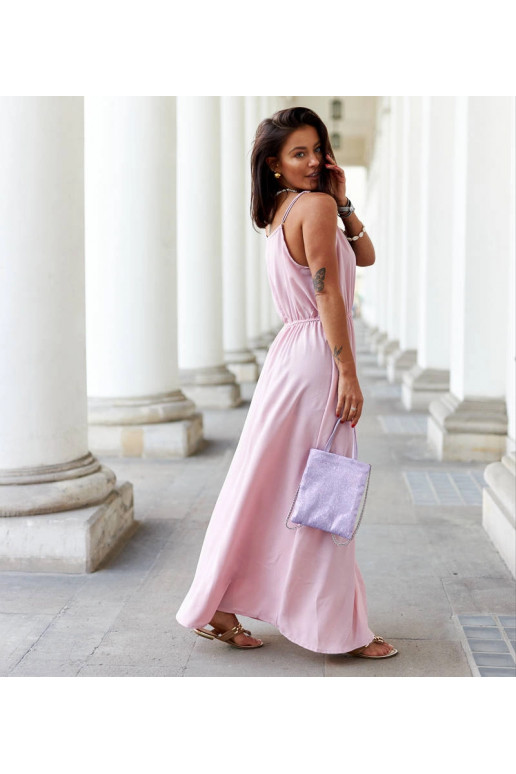 Rozā gara kleita ar šķēlumu Édouard