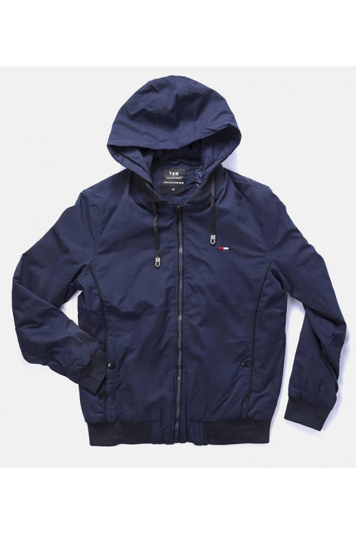 Tumši zila vīriešu vējjaka ar kapuci...