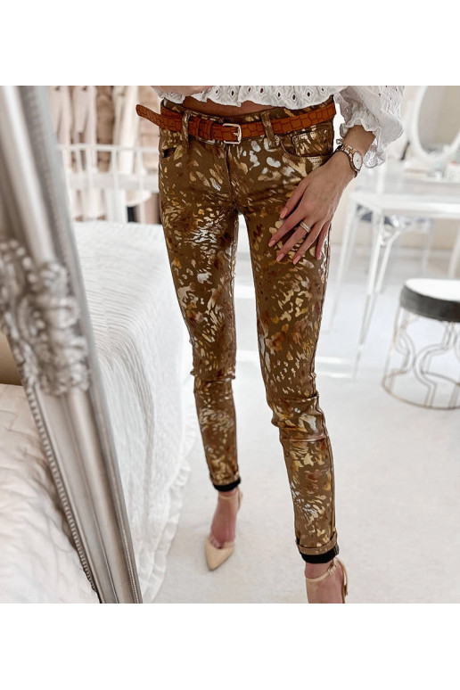 Bēšas bikses ar zelta leoparda...