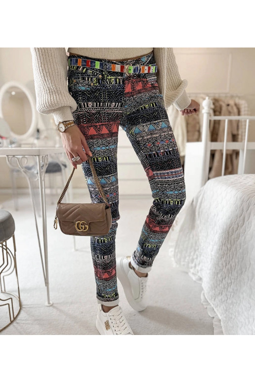 Sieviešu daudzkrāsu raksta Doria bikses