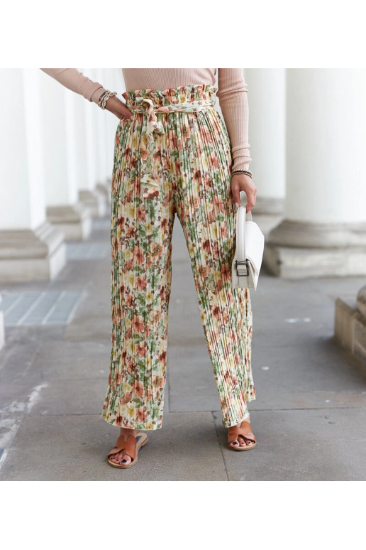 Bēšas sieviešu platas kroku bikses...