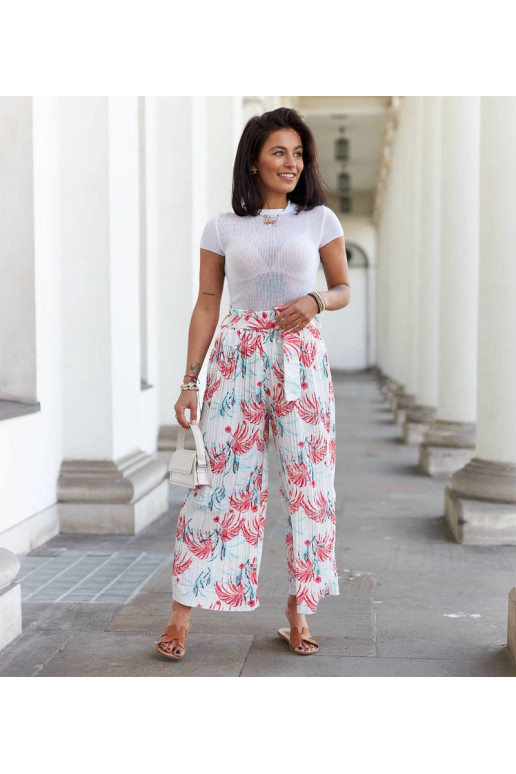 Baltas sieviešu platas kroku bikses...