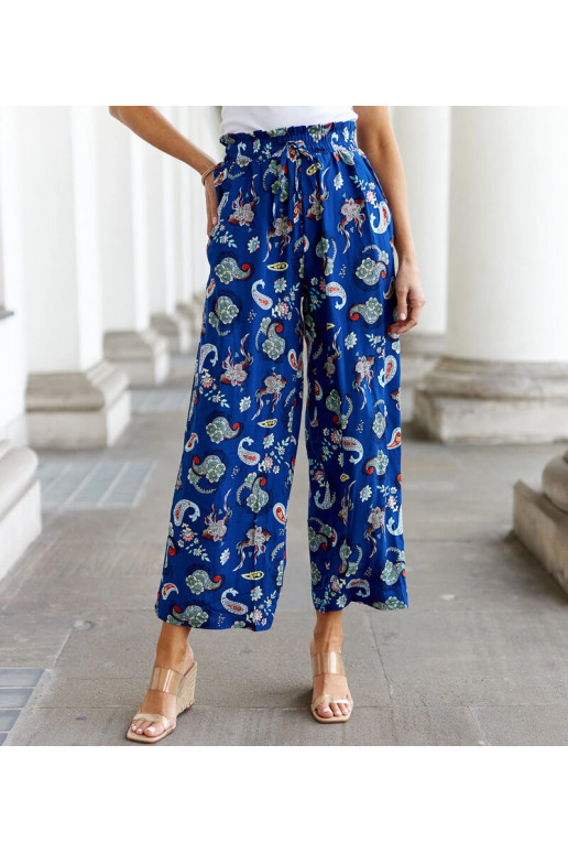 Palermo zilas ziedu platas bikses