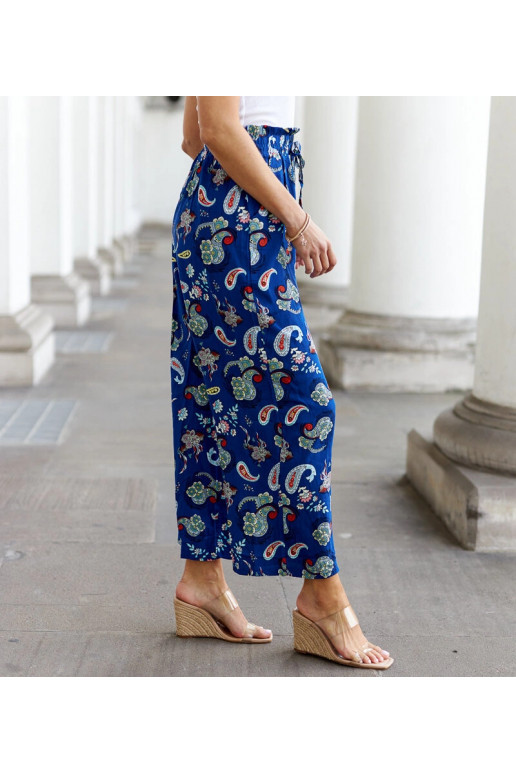 Palermo zilas ziedu platas bikses