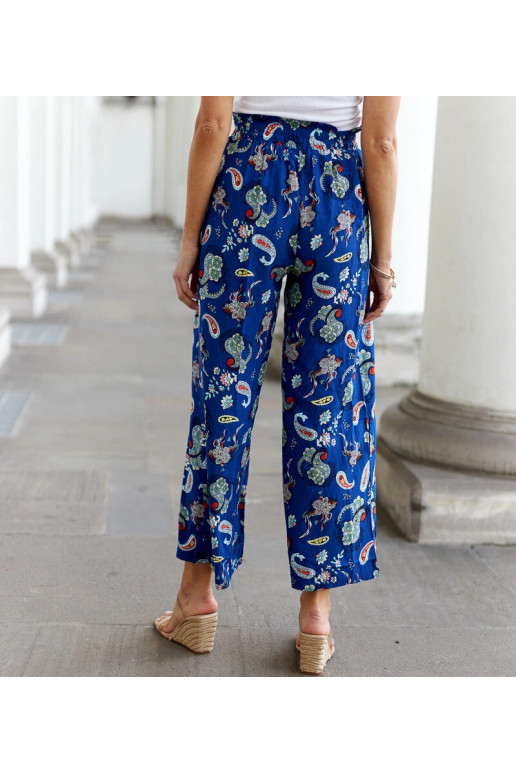 Palermo zilas ziedu platas bikses