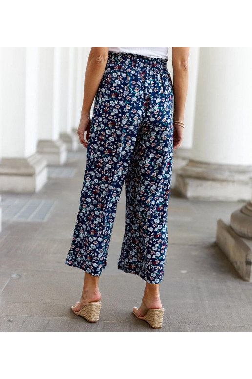 Melnas puķainas platas bikses Grazia