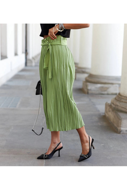 Gaiši zaļas, platas kroku garās bikses