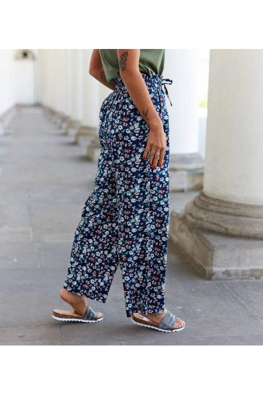 Tumši zilas ziedu platas bikses Grazia