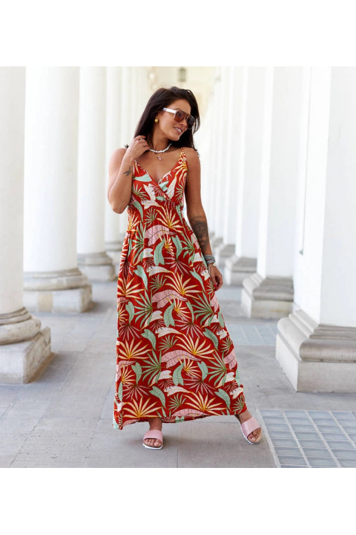 Oranža raksta maxi kleita Muzio