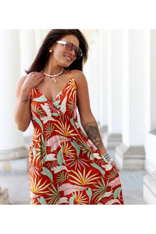 Oranža raksta maxi kleita Muzio