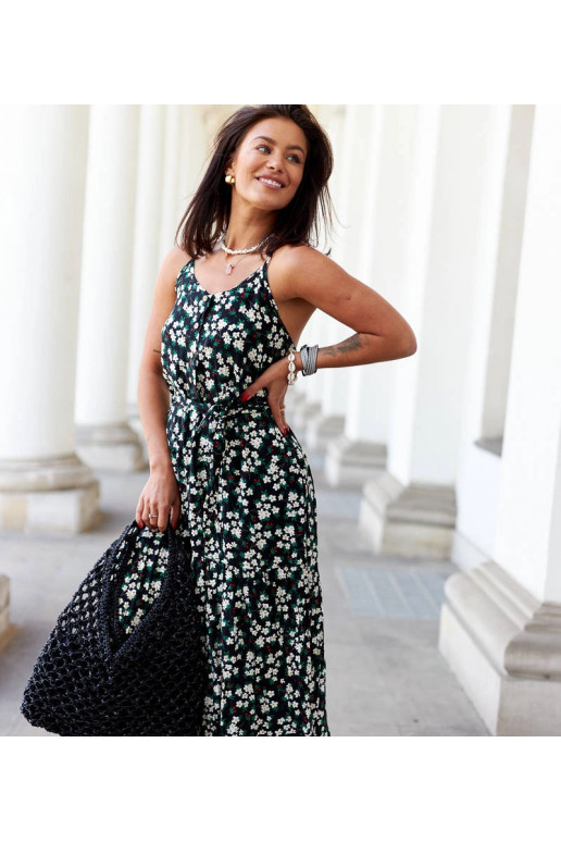 Melna ziedu kleita Camnago